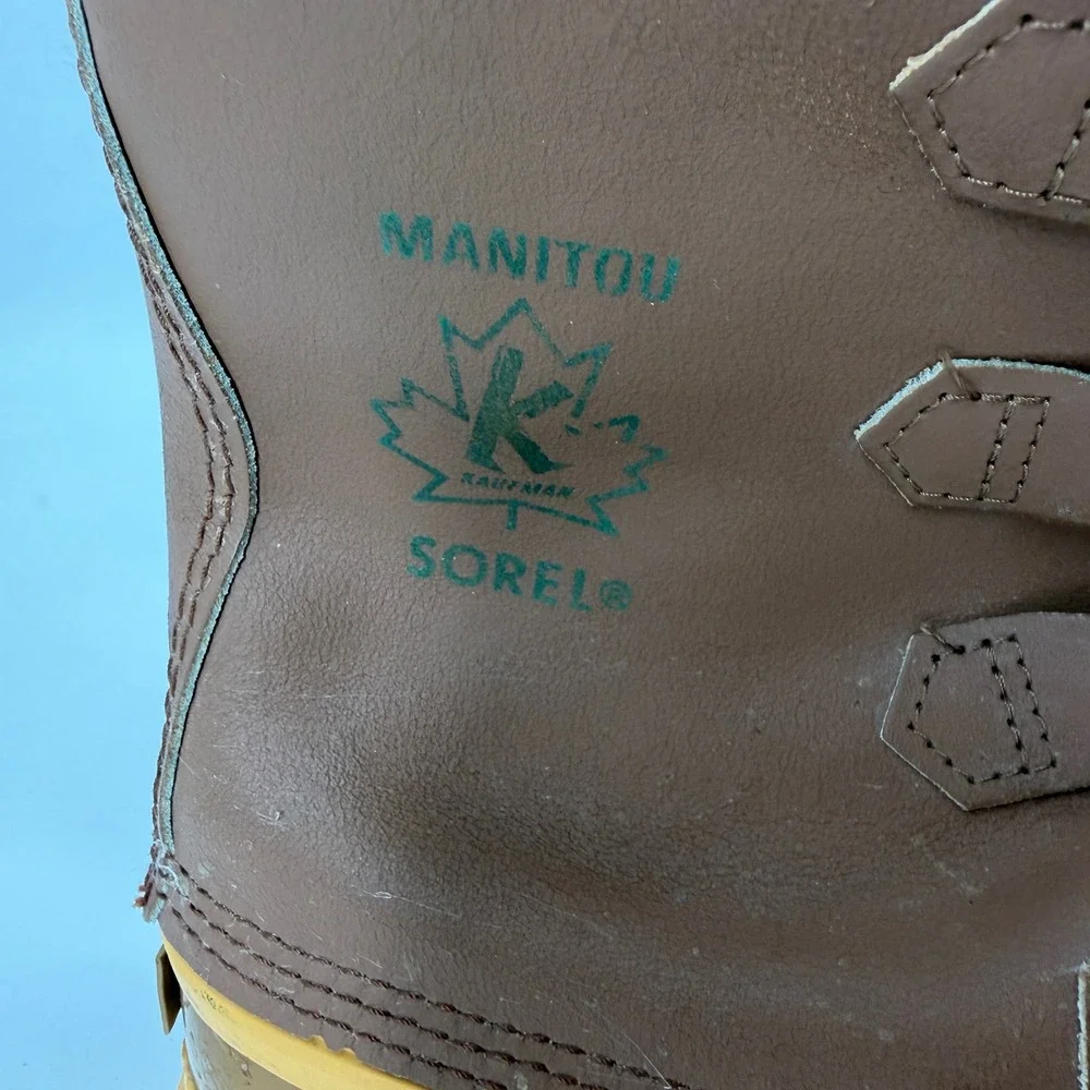 Sorel Manitou Kaufman Vintage Men 11 Brown Leather Rubber Duck Winter Snow Boots